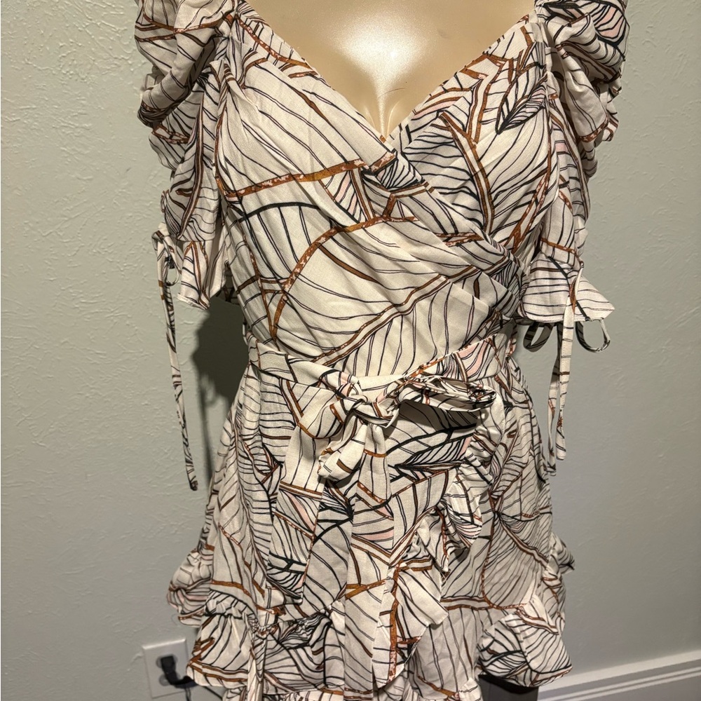 Leaf Print Wrap Romper